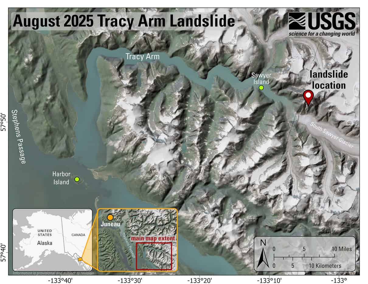 Diagram of the Tracy Arm landslide
