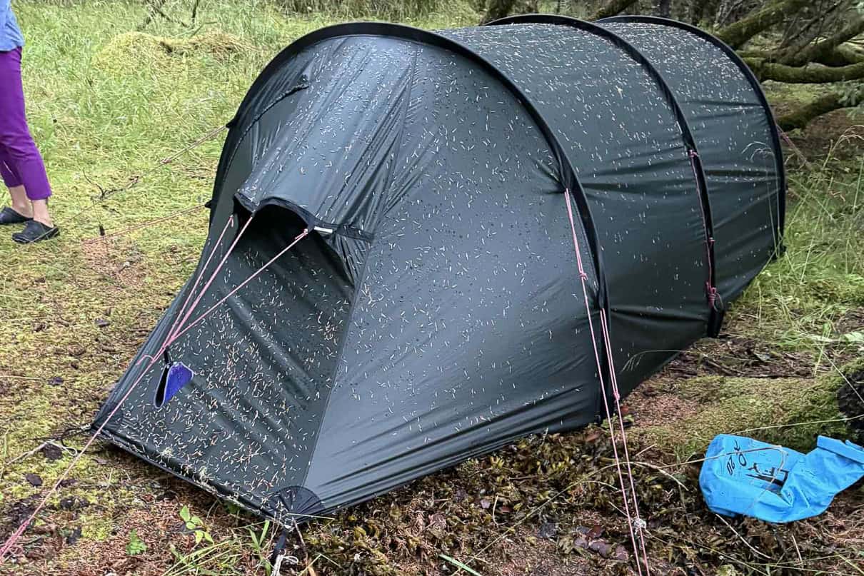 Seaweed left just outside the kayakers tent by the wave.